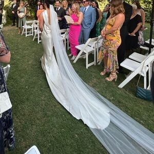 Ivory Angel Cut Veil, Cathedral Length